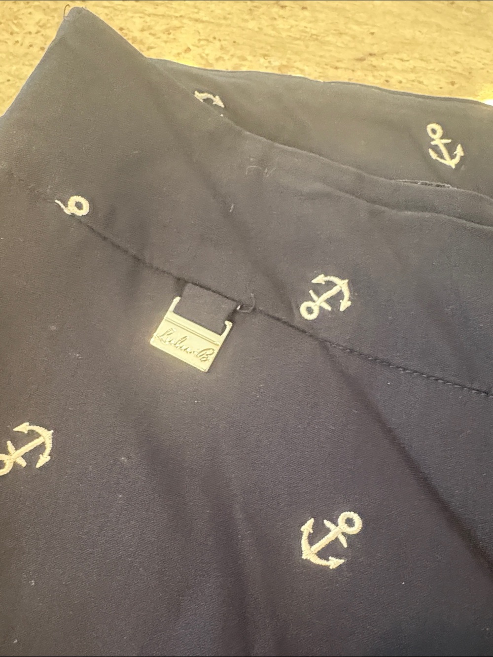 Womans Navy Anchor Print Leggings - Picture 3 of 5